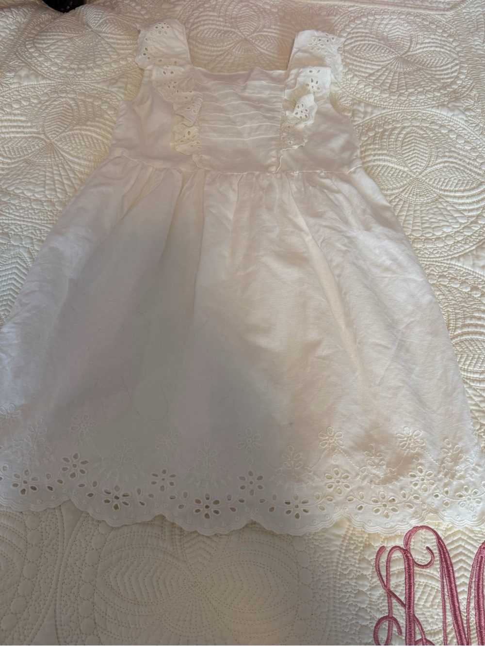 White Eyelet girls Dress